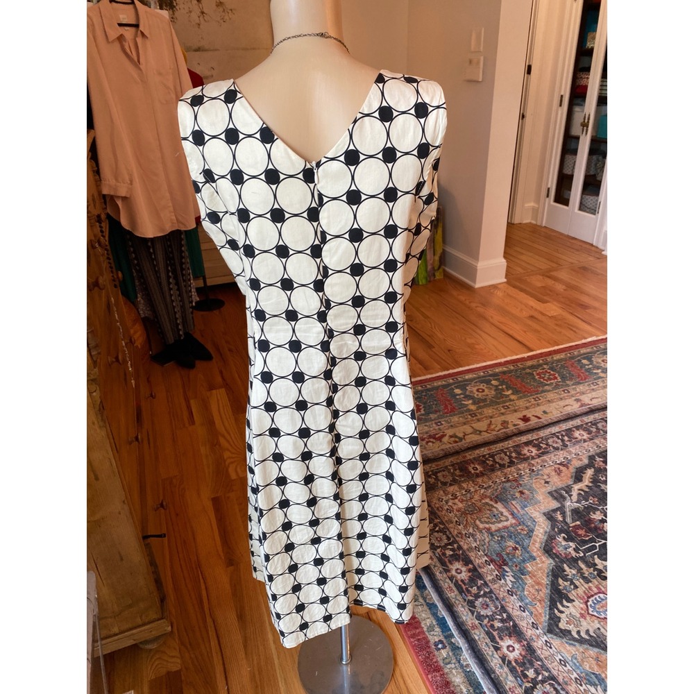 Sas La Fee Black White Geometric Circle Print Cotton Blend Dress Size 44 - Picture 5 of 12